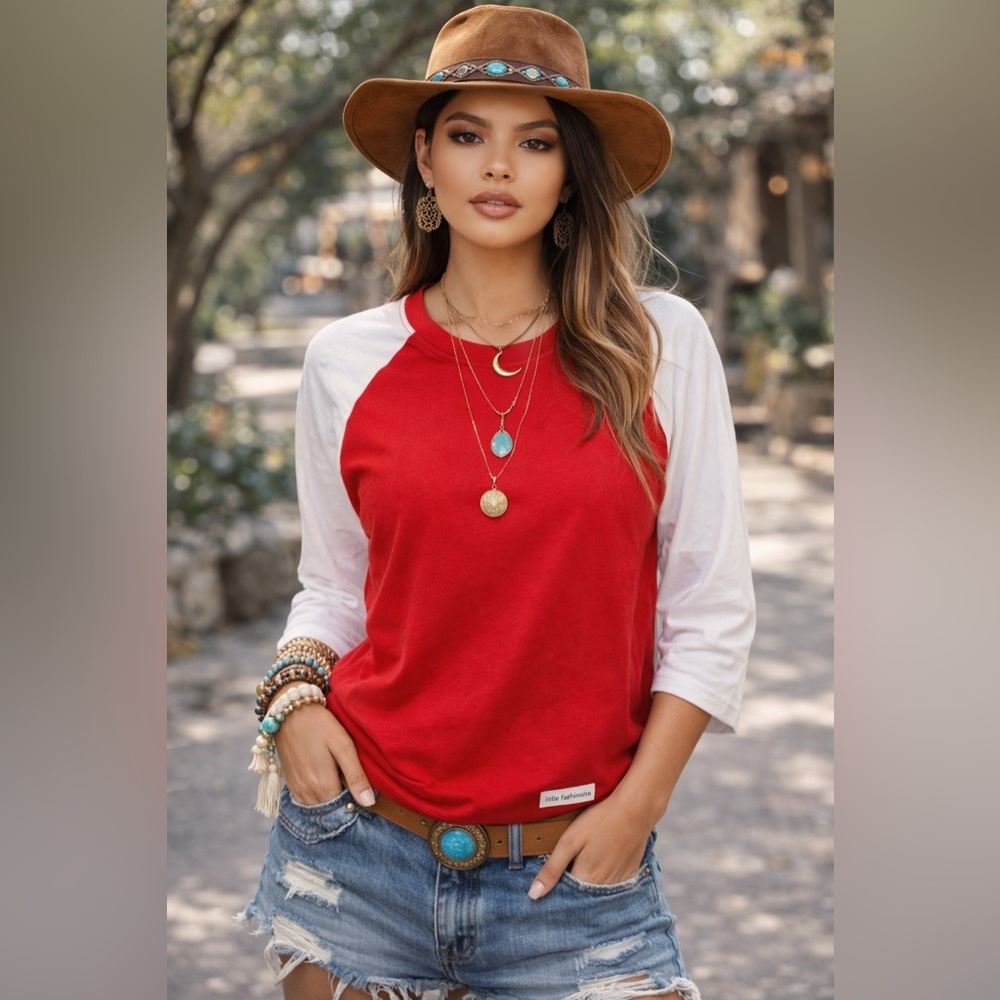 LF Red and White Long Sleeve Tee